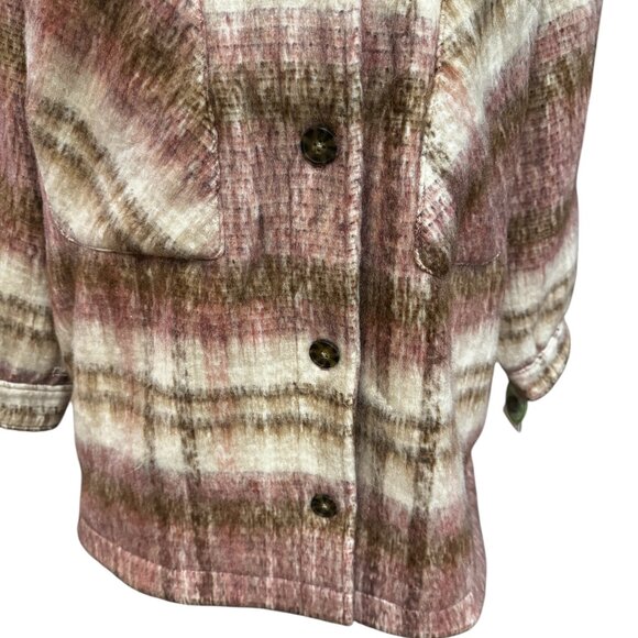Lucky Brand NWT Oversized Plaid Shacket XL Button Up Jacket Neutral - Picture 3 of 10